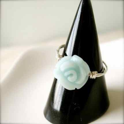 Blushing Blue Loves -- Dainty Blue Amazonite Ring (Silver) Blushing Blue Loves -- Dainty Blue Amazonite Ring (Silver)